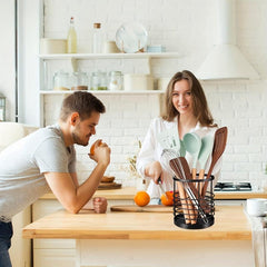 Stainless Steel Round Utensil Caddy for Kitchen Counter