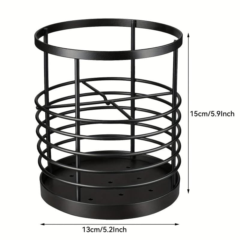 Stainless Steel Round Utensil Caddy for Kitchen Counter