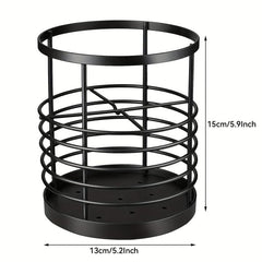 Stainless Steel Round Utensil Caddy for Kitchen Counter