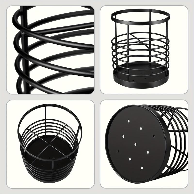 Stainless Steel Round Utensil Caddy for Kitchen Counter