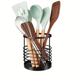 Stainless Steel Round Utensil Caddy for Kitchen Counter