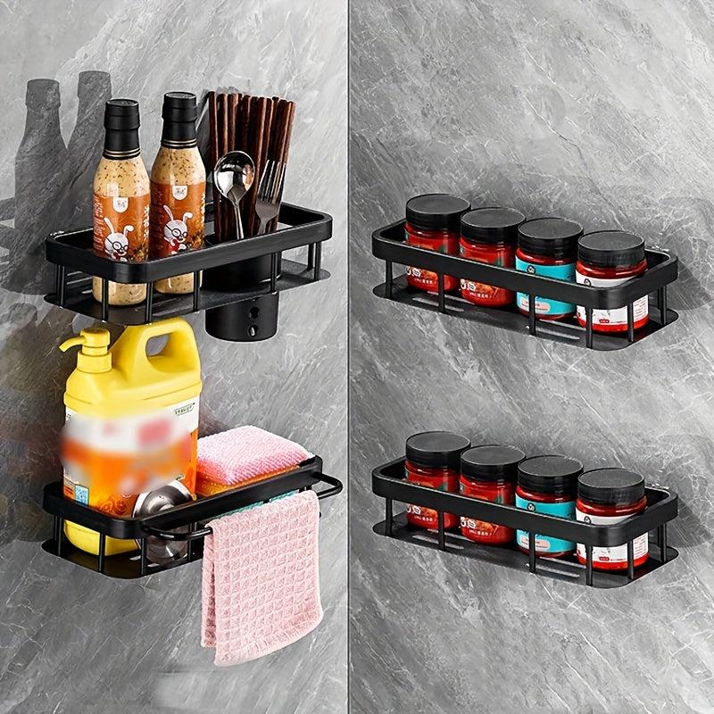 1pc Spice Rack Kitchen Condiment Shelf Bathroom Hole Toilet Storage Rack