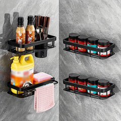 1pc Spice Rack Kitchen Condiment Shelf Bathroom Hole Toilet Storage Rack