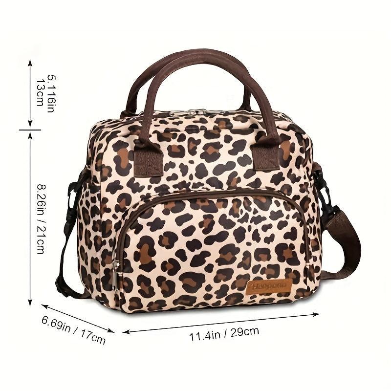 Insulated Leopard Lunch Bag for Women and Men Water Resistant Cooler Bag