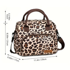 Insulated Leopard Lunch Bag for Women and Men Water Resistant Cooler Bag