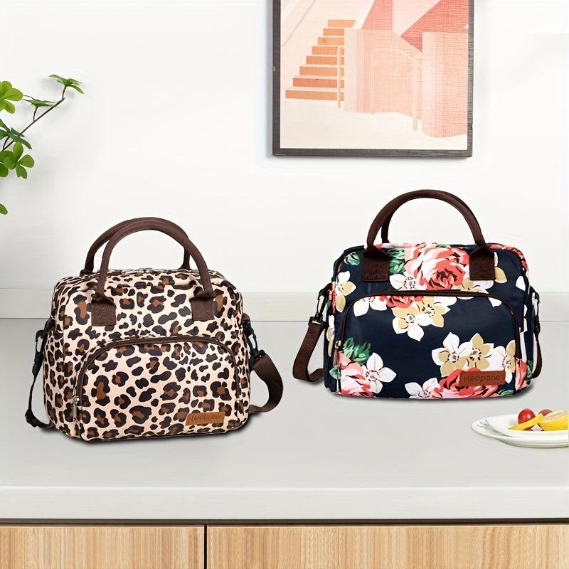 Insulated Leopard Lunch Bag for Women and Men Water Resistant Cooler Bag
