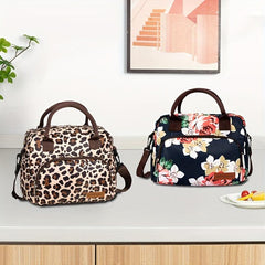 Insulated Leopard Lunch Bag for Women and Men Water Resistant Cooler Bag