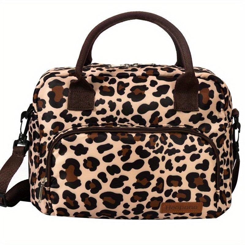 Insulated Leopard Lunch Bag for Women and Men Water Resistant Cooler Bag