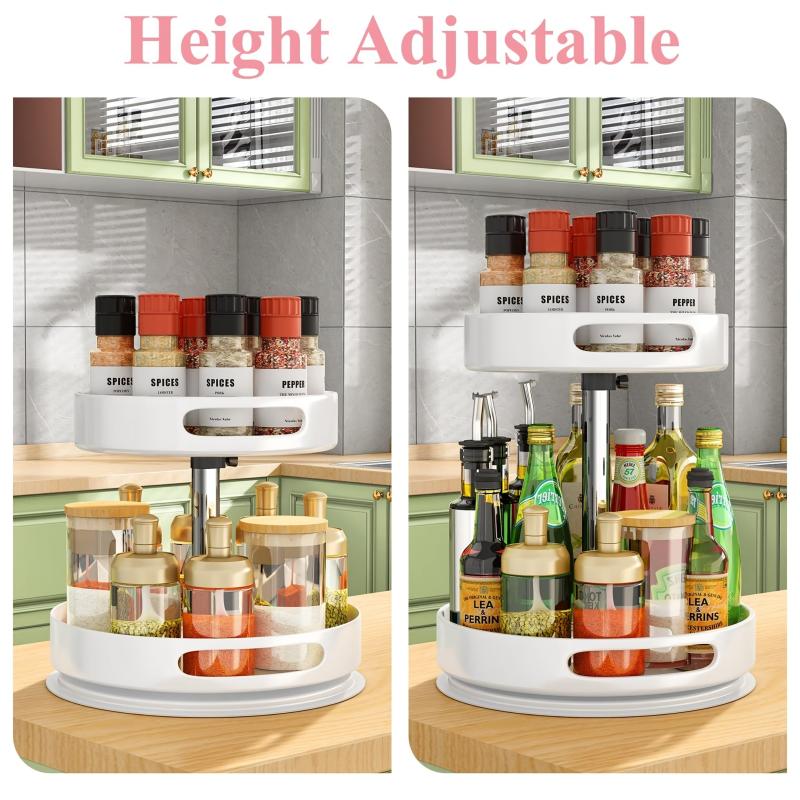 2 Layer Seasoning Bottle Set Rotating Seasoning Rack Kitchen Storage Rack