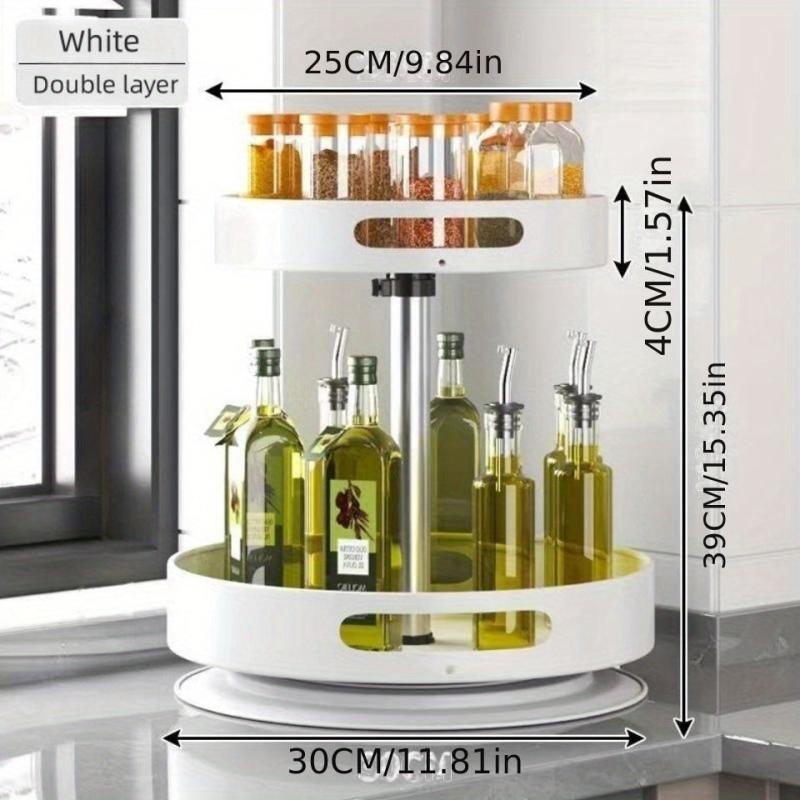 2 Layer Seasoning Bottle Set Rotating Seasoning Rack Kitchen Storage Rack