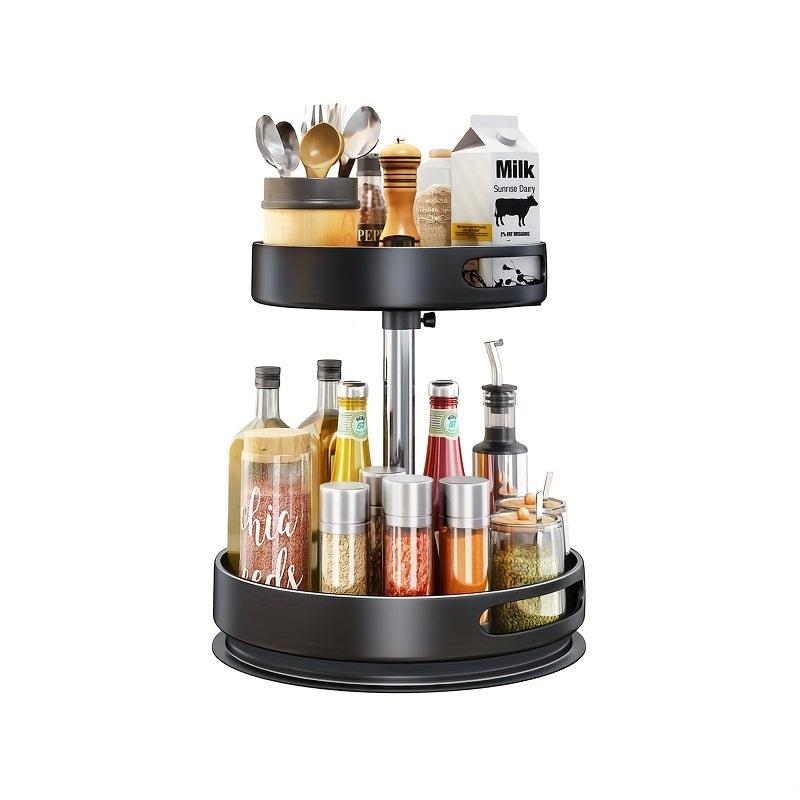 2 Layer Seasoning Bottle Set Rotating Seasoning Rack Kitchen Storage Rack