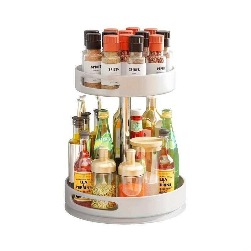2 Layer Seasoning Bottle Set Rotating Seasoning Rack Kitchen Storage Rack