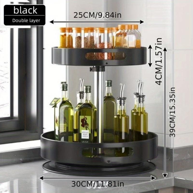2 Layer Seasoning Bottle Set Rotating Seasoning Rack Kitchen Storage Rack