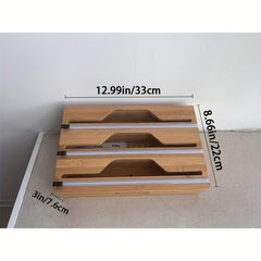 Bamboo Aluminum Foil and Plastic Packaging Organizer with Cutter