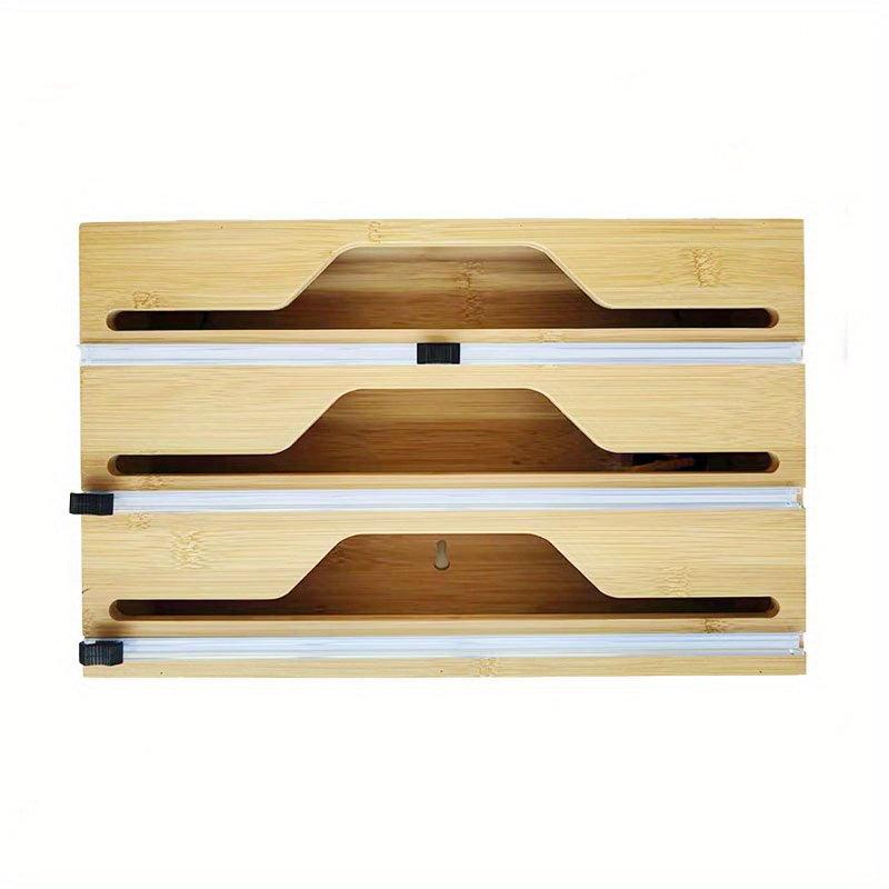 Bamboo Aluminum Foil and Plastic Packaging Organizer with Cutter