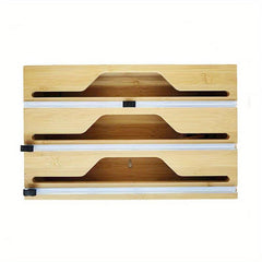 Bamboo Aluminum Foil and Plastic Packaging Organizer with Cutter