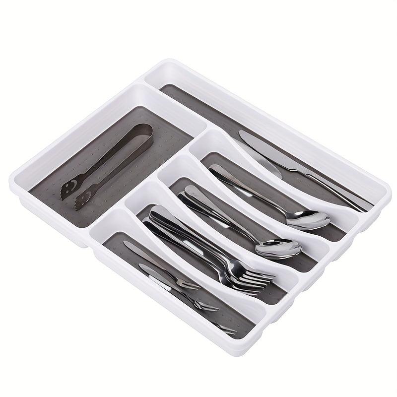 Drawer Flatware Organizer Cutlery Utensil Tray 6 Compartments Non Slip