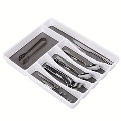 Drawer Flatware Organizer Cutlery Utensil Tray 6 Compartments Non Slip