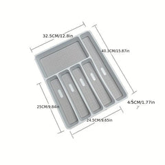 Drawer Flatware Organizer Cutlery Utensil Tray 6 Compartments Non Slip