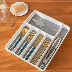Drawer Flatware Organizer Cutlery Utensil Tray 6 Compartments Non Slip