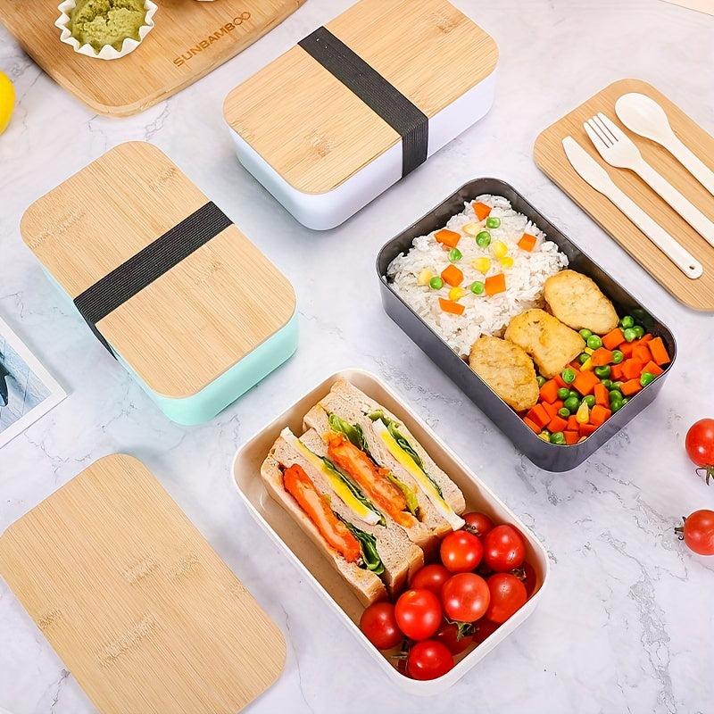 Single Layer Lunch Box With Bamboo Lid Microwaveable Bento Box
