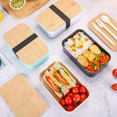Single Layer Lunch Box With Bamboo Lid Microwaveable Bento Box