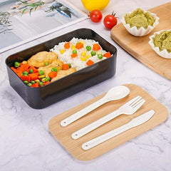 Single Layer Lunch Box With Bamboo Lid Microwaveable Bento Box