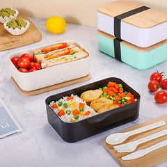 Single Layer Lunch Box With Bamboo Lid Microwaveable Bento Box