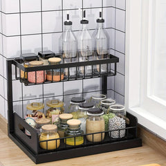 2 Tier Under Sink Organizer Pull Out Cabinet Shelf