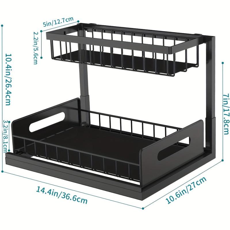 2 Tier Under Sink Organizer Pull Out Cabinet Shelf