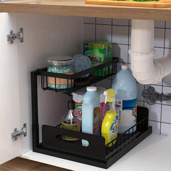 2 Tier Under Sink Organizer Pull Out Cabinet Shelf