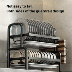 2 Tier Dish Drying Rack with Cup Holder & Utensil Holder