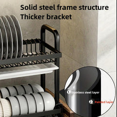 2 Tier Dish Drying Rack with Cup Holder & Utensil Holder
