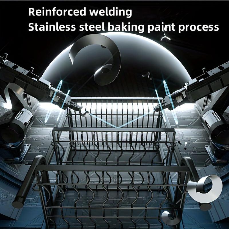 2 Tier Dish Drying Rack with Cup Holder & Utensil Holder