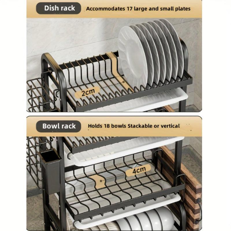 2 Tier Dish Drying Rack with Cup Holder & Utensil Holder