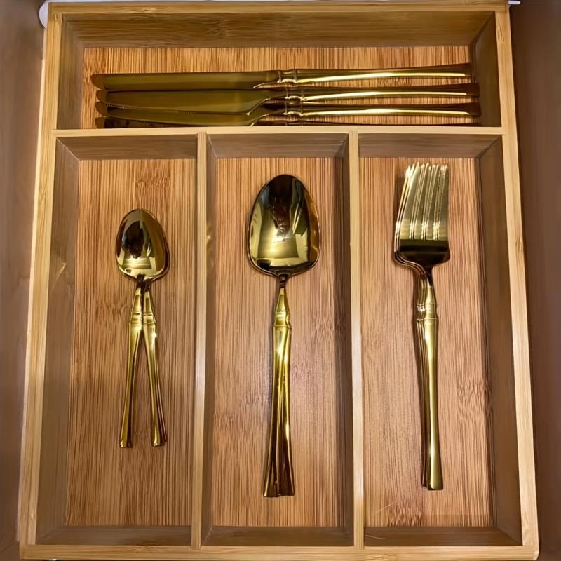 Bamboo Kitchen Drawer Divider Storage Organizer