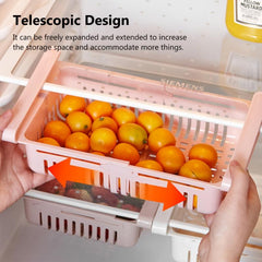 2pcs Retractable Fridge Drawer Organizers Refrigerator Vegetable Fruit Storage