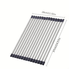 Roll Up Tableware Drying Rack Stainless Steel Sink Rack