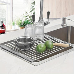 Roll Up Tableware Drying Rack Stainless Steel Sink Rack