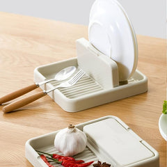 Pot Lid Holder w/ Tray Countertop Spoon Rest Heat Resistant Cover Holder