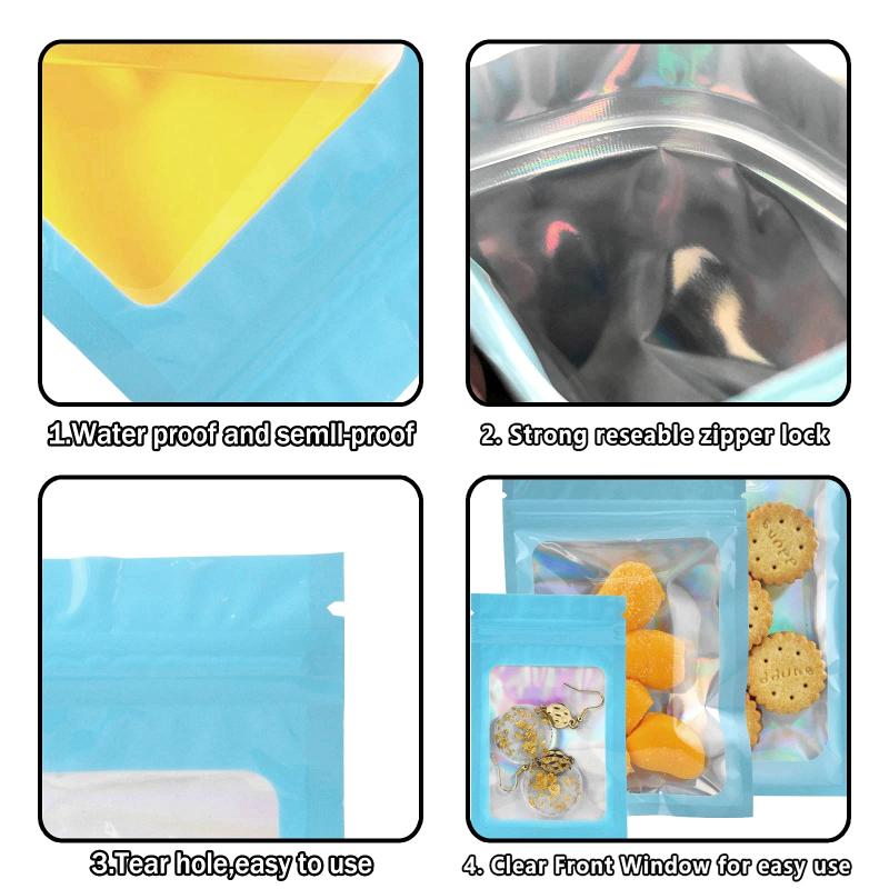 100pcs Multicolor Holographic Resealable Bags for Halloween Party