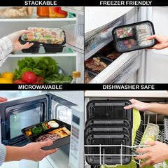 Leakproof 3 Grid Meal Prep Containers for Teens & Workers - Set of 10