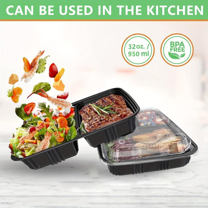 Leakproof 3 Grid Meal Prep Containers for Teens & Workers - Set of 10