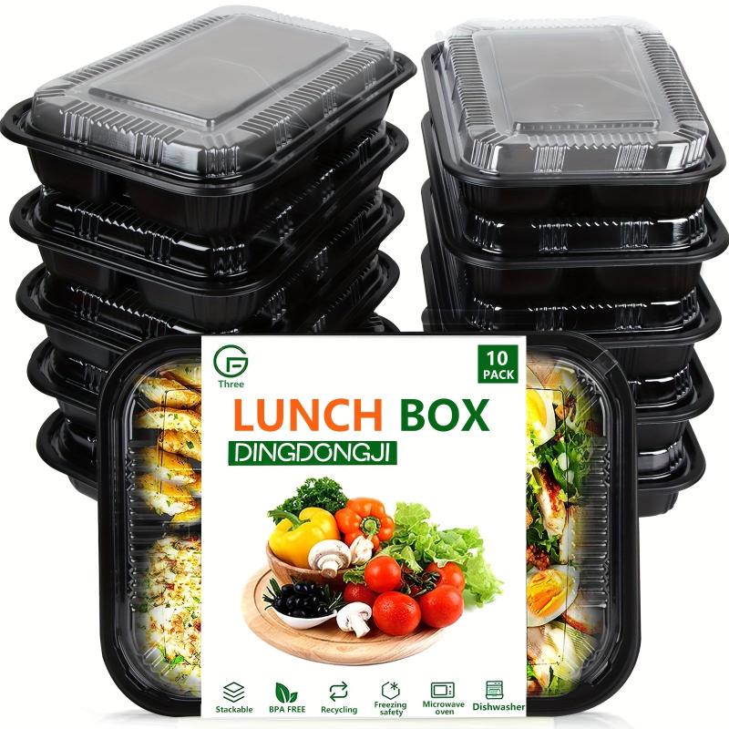 Leakproof 3 Grid Meal Prep Containers for Teens & Workers - Set of 10