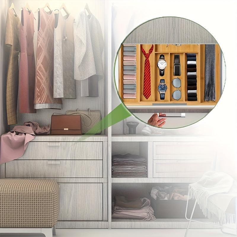 Bamboo Telescopic Drawer Divider Cutlery Organizer