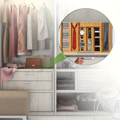 Bamboo Telescopic Drawer Divider Cutlery Organizer