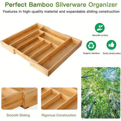 Bamboo Telescopic Drawer Divider Cutlery Organizer