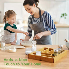 Bamboo Telescopic Drawer Divider Cutlery Organizer