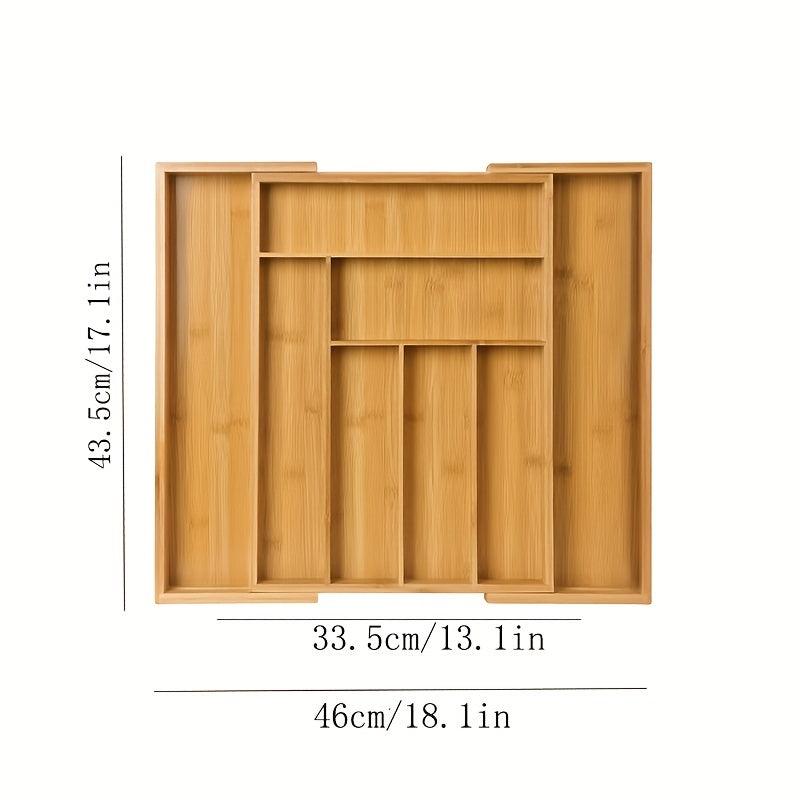 Bamboo Telescopic Drawer Divider Cutlery Organizer