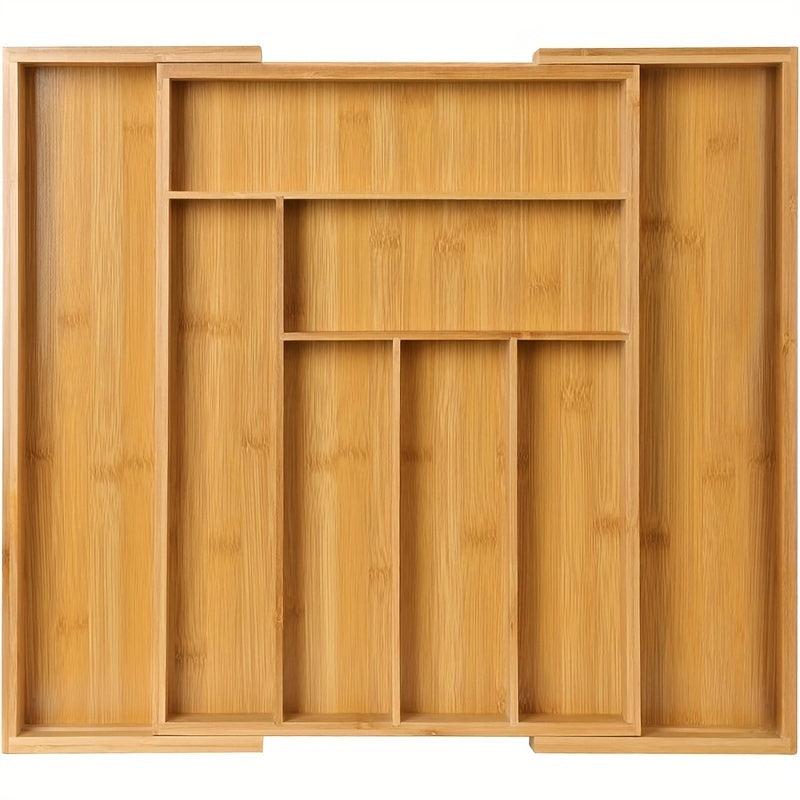 Bamboo Telescopic Drawer Divider Cutlery Organizer